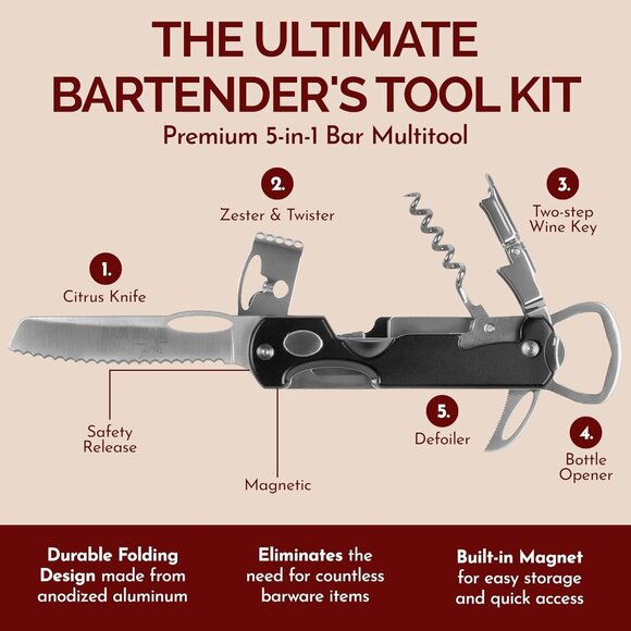 Bartender's All-in-One Bar Tool Set (NWOT) - Picture 1 of 10
